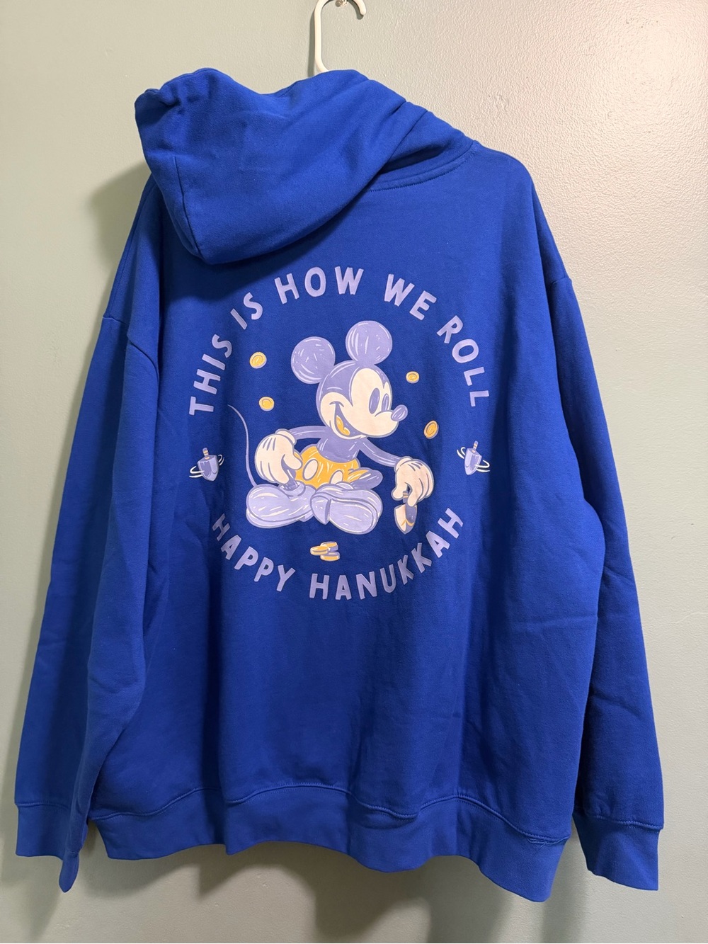 Disney Mickey Hanukkah Holiday Pullover Hoodie Sweatshirt Unisex 2XL NEW